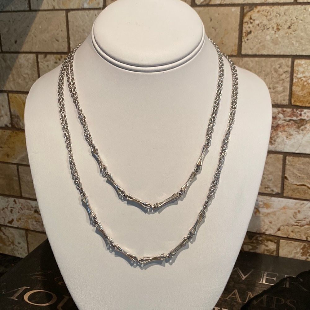 Vintage Monet Silver Double Strand Chain 54” - Picture 1 of 6